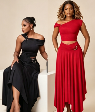 Ensemble jupe + haut asymétrique