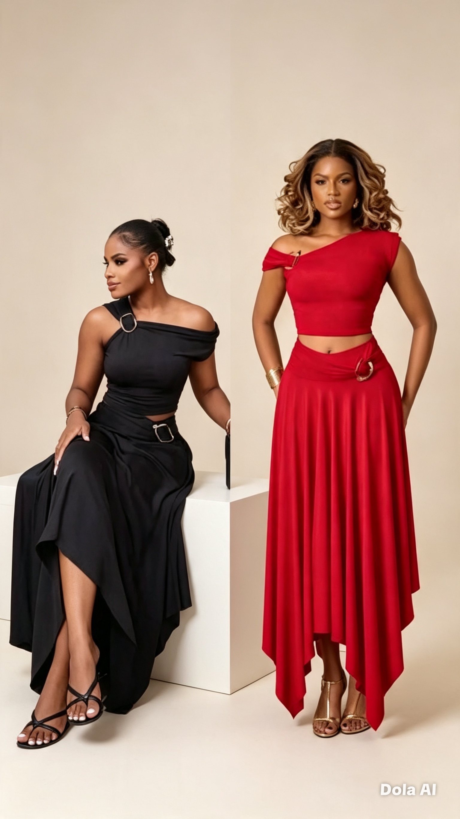 Ensemble jupe + haut asymétrique