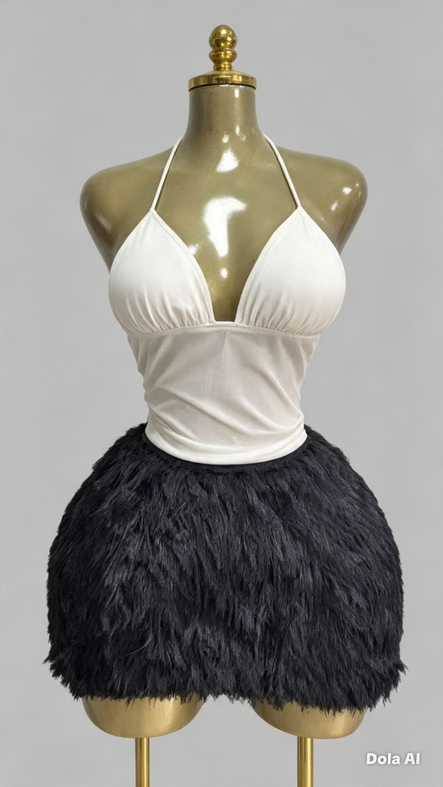 Ensemble Haut Dos Nu + Jupe Boule Plumetis