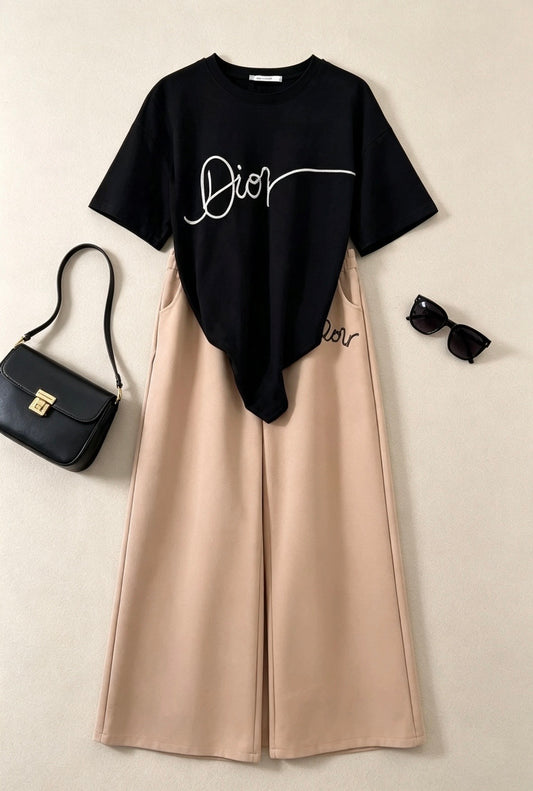 Ensemble Confort Chic - T-shirt & Pantalon fluide
