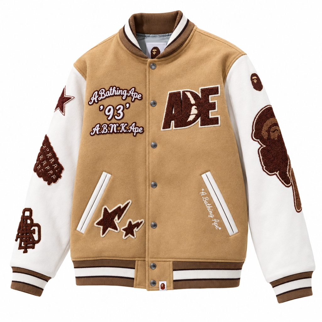 Blouson beige, détail des écussons