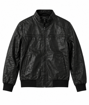Blouson noir à col montant, vue de face