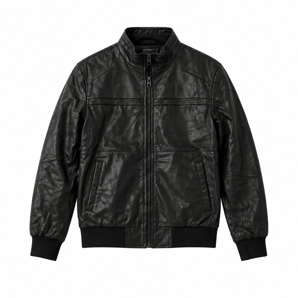 Blouson noir à col montant, vue de face