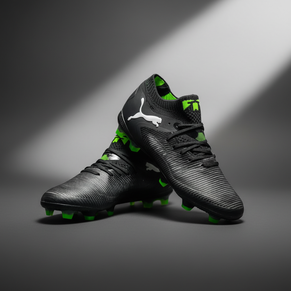 Bottines Puma noir et vert sur fond dégradé