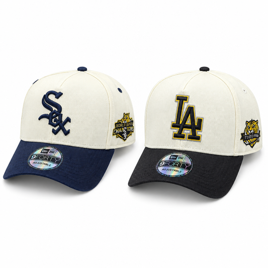 Casquettes crème et noire à motifs brodés