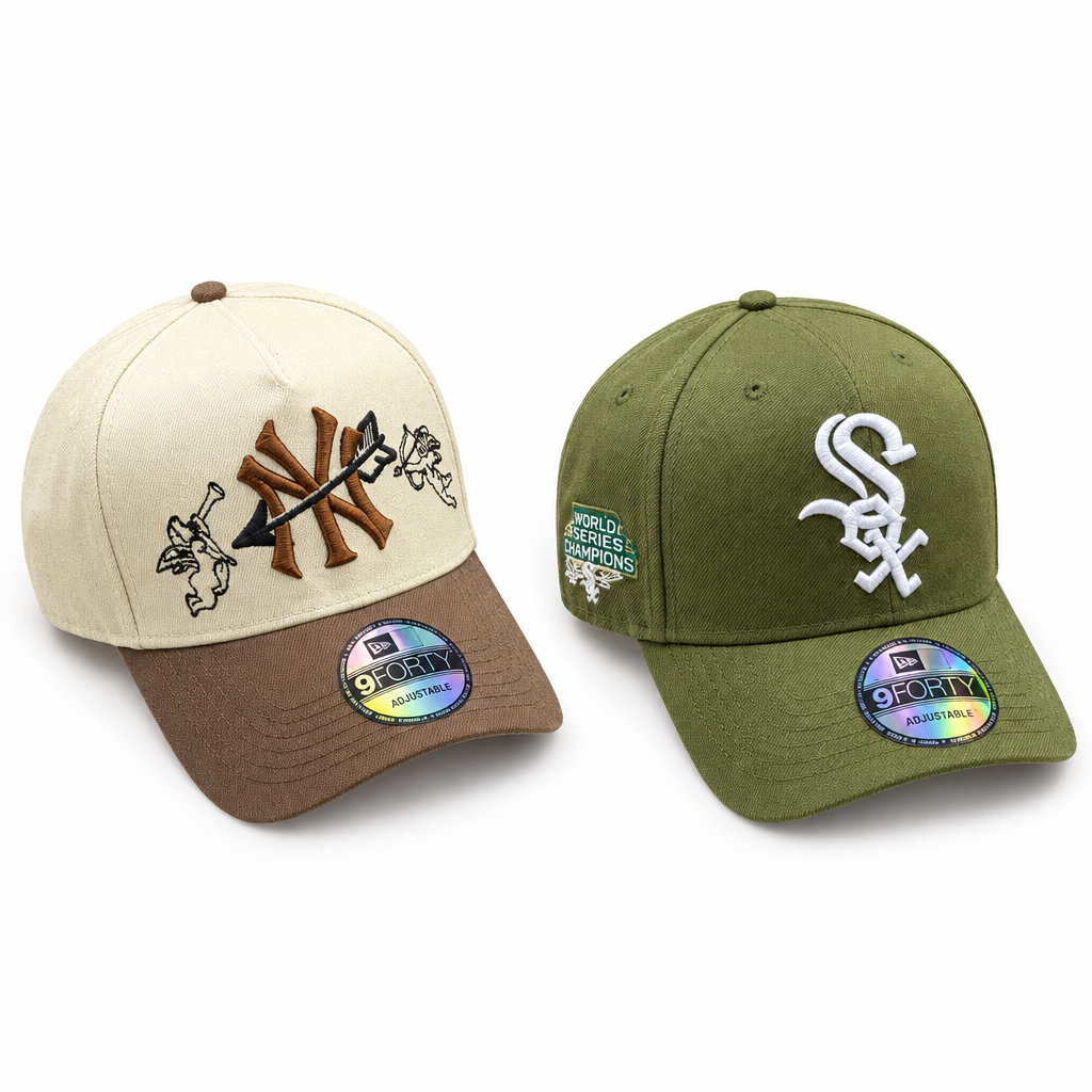 Casquettes noire et marron brodée