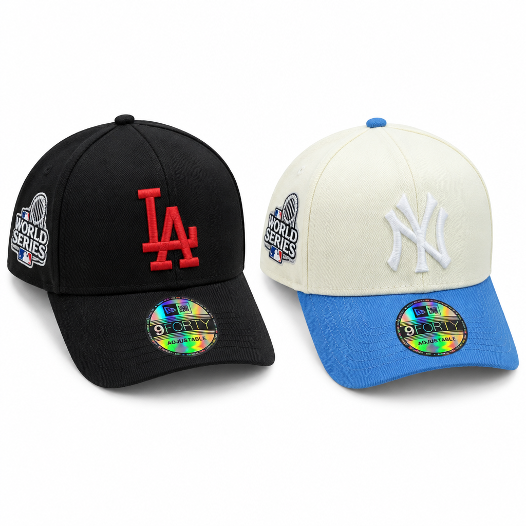 Casquettes noire à logo rouge et crème