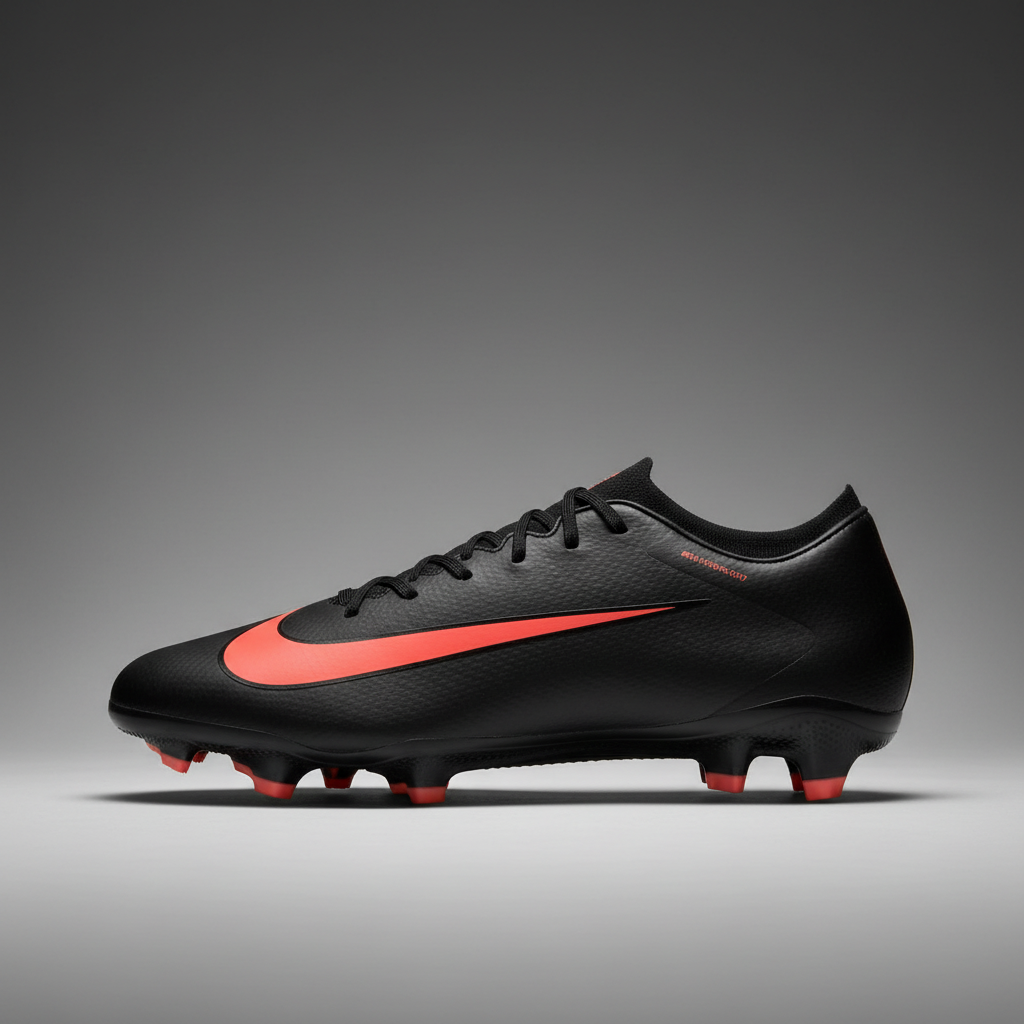 Chaussures noires - profil latéral sur fond gris dégradé