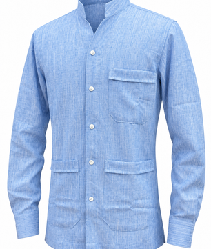 Chemise bleu clair, trois-quarts simulé