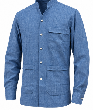 Chemise gris clair, trois-quarts simulé