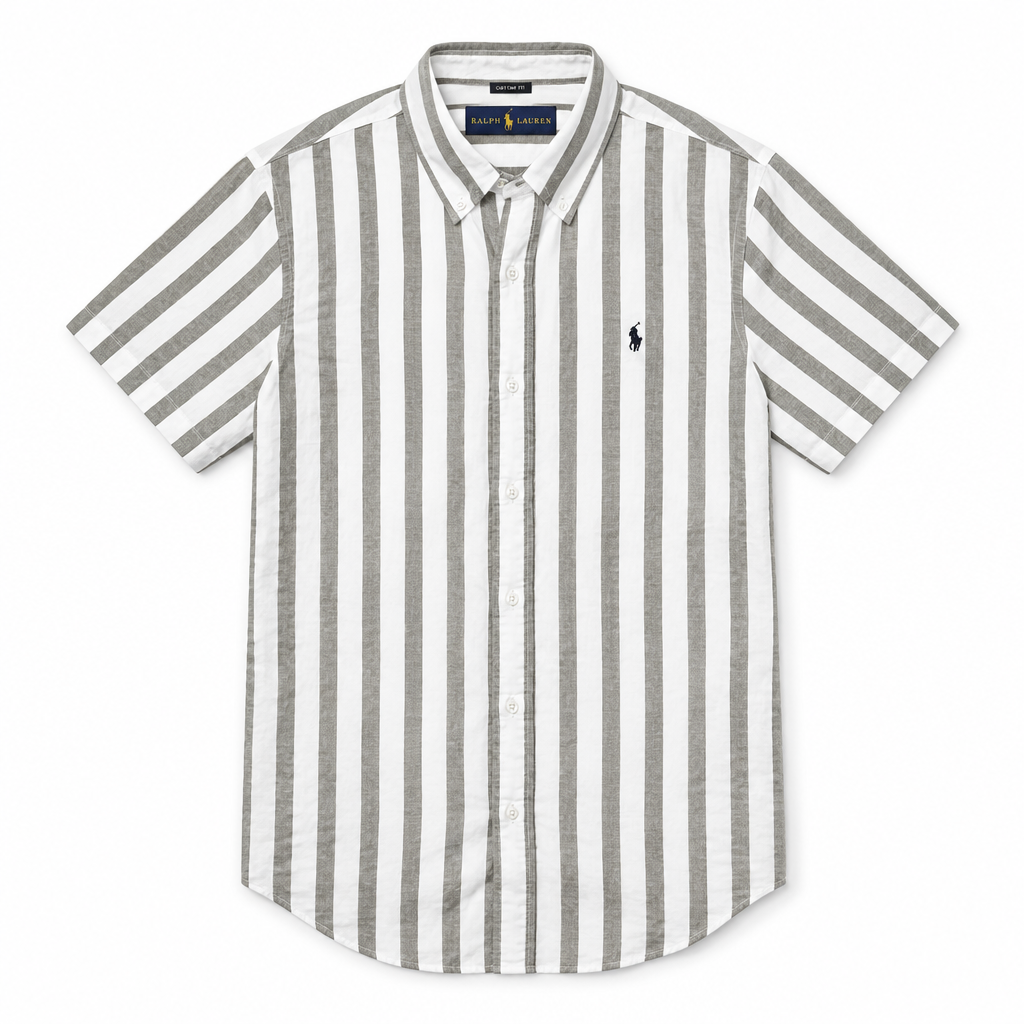 Chemise à larges rayures grises