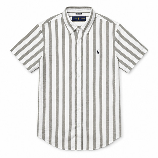 Chemise à larges rayures grises