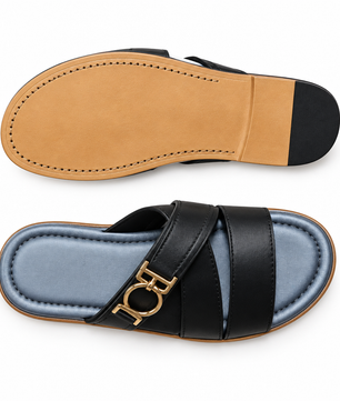 Cross-Strap Noir Anneau Or