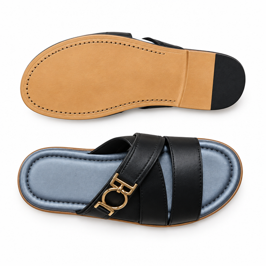Cross-Strap Noir Anneau Or