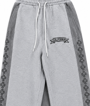Détail du pantalon ample gris anthracite