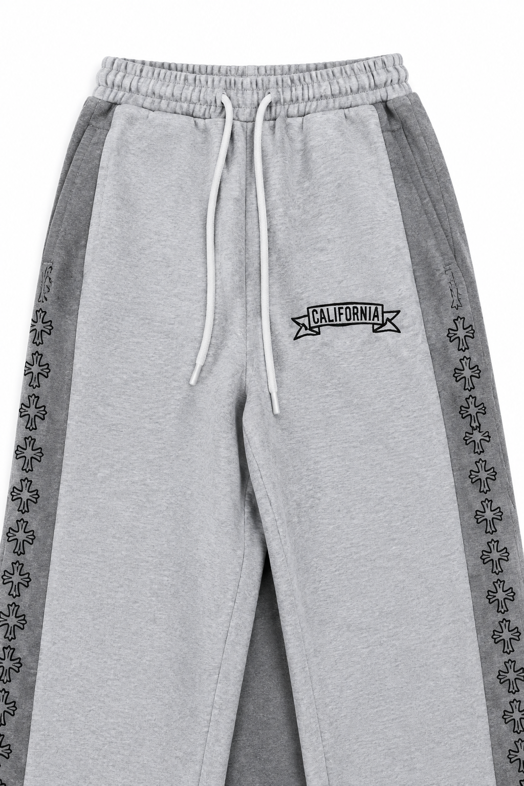 Détail du pantalon ample gris anthracite