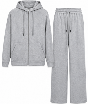 Ensemble gris chiné sur fond blanc