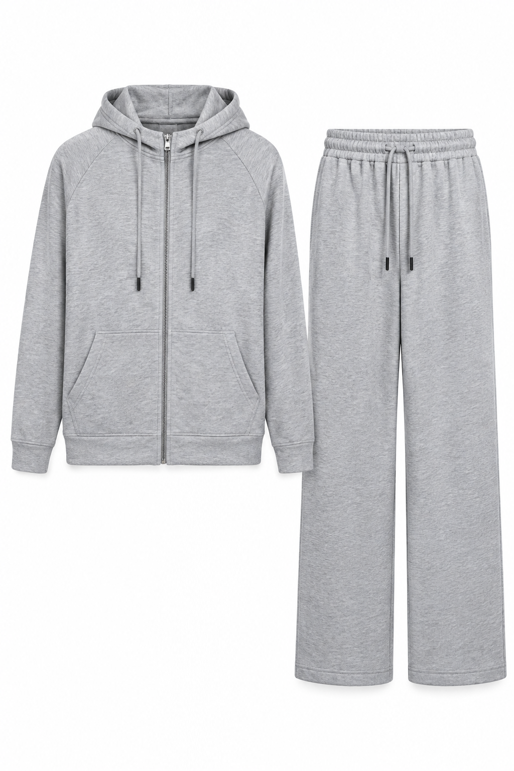 Ensemble gris chiné sur fond blanc