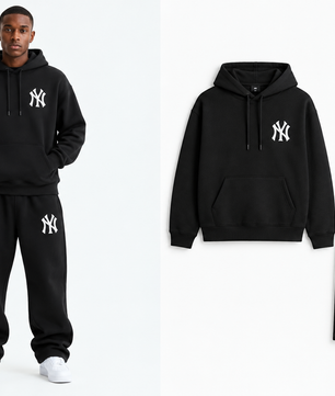 Ensemble noir à monogrammes, vue portée et articles seuls