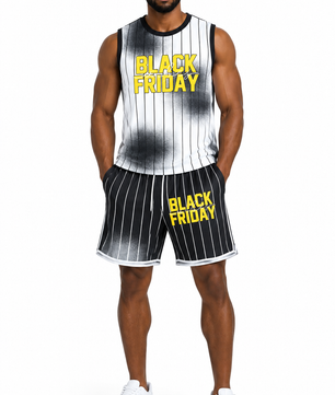 Ensemble rayé Black Friday porté