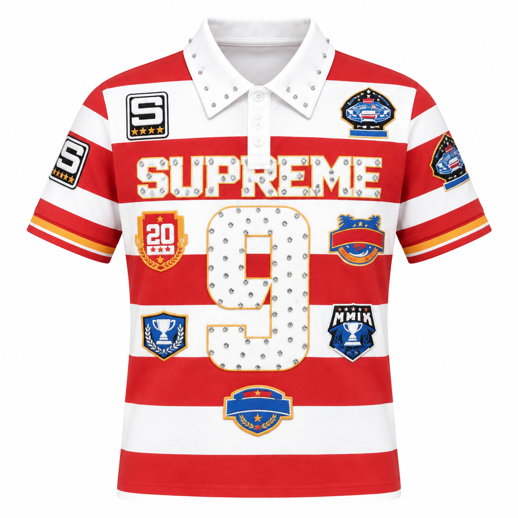 Polo rayé rouge et blanc