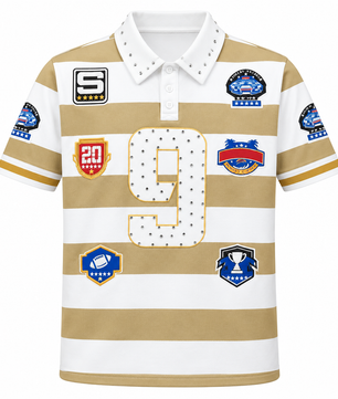 Polo rayé beige et blanc