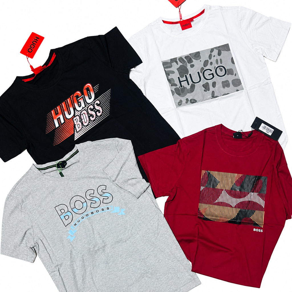 Les quatre t-shirts dans leur disposition originale
