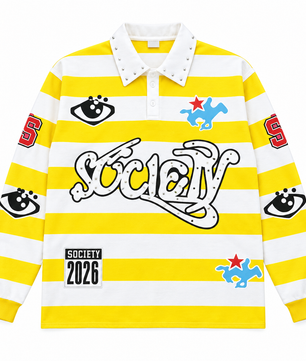 Polo jaune et blanc sur fond blanc