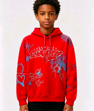 Pull rouge graffiti