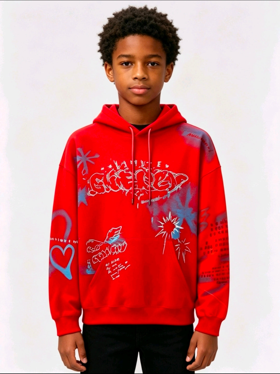 Pull rouge graffiti