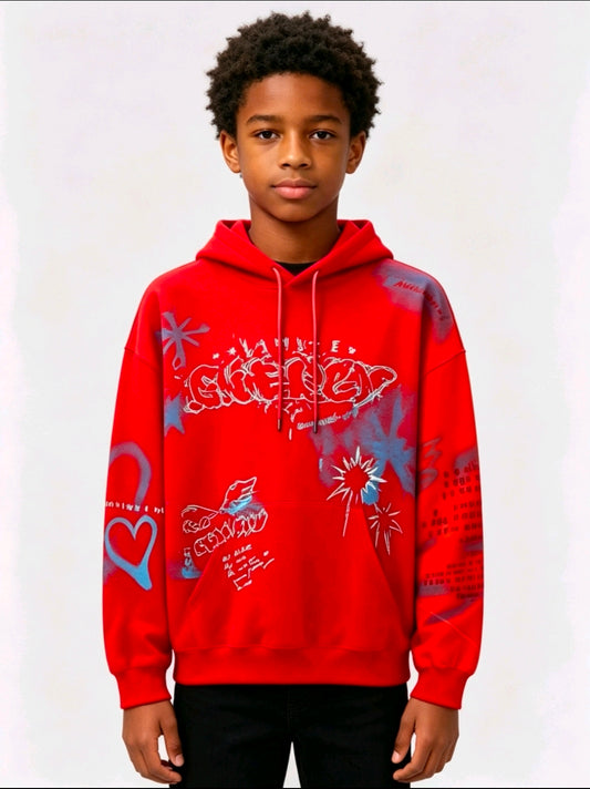 Pull rouge graffiti