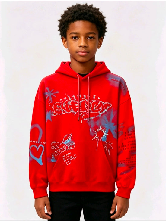Pull rouge graffiti