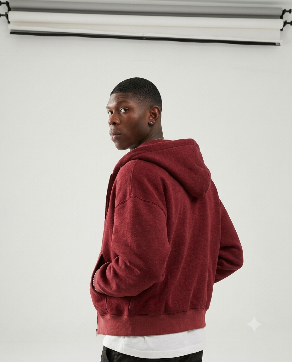 Pull rouge à capuche