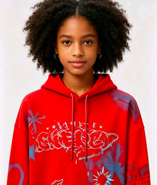 Pull rouge graffiti