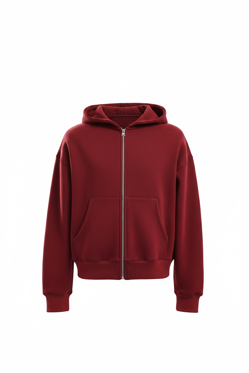 Pull rouge à capuche