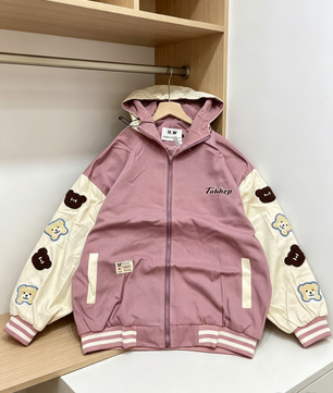 - Veste Teddy Ourson à Capuche – Rose Poudré