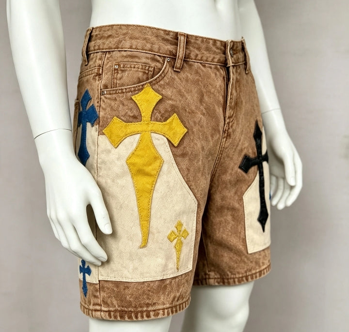 Short Patchwork Denim Street