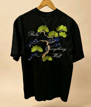 T-shirt Noir Broderie Arbre