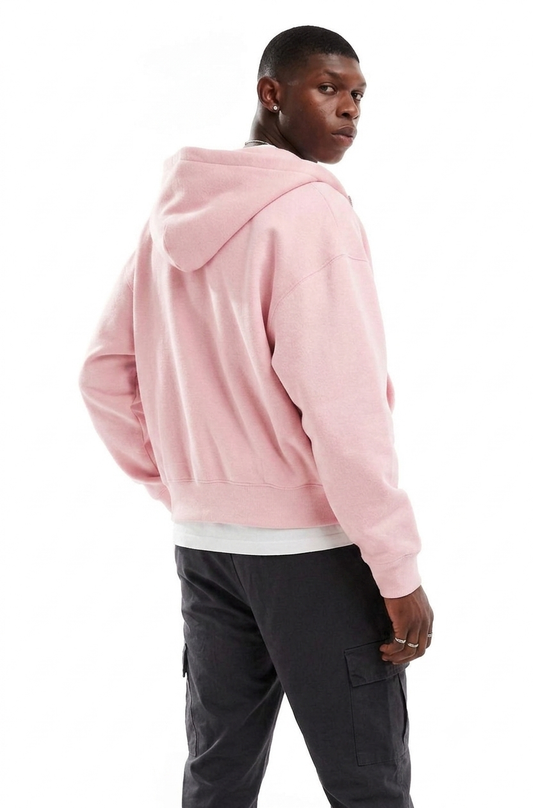 Pull rose à capuche