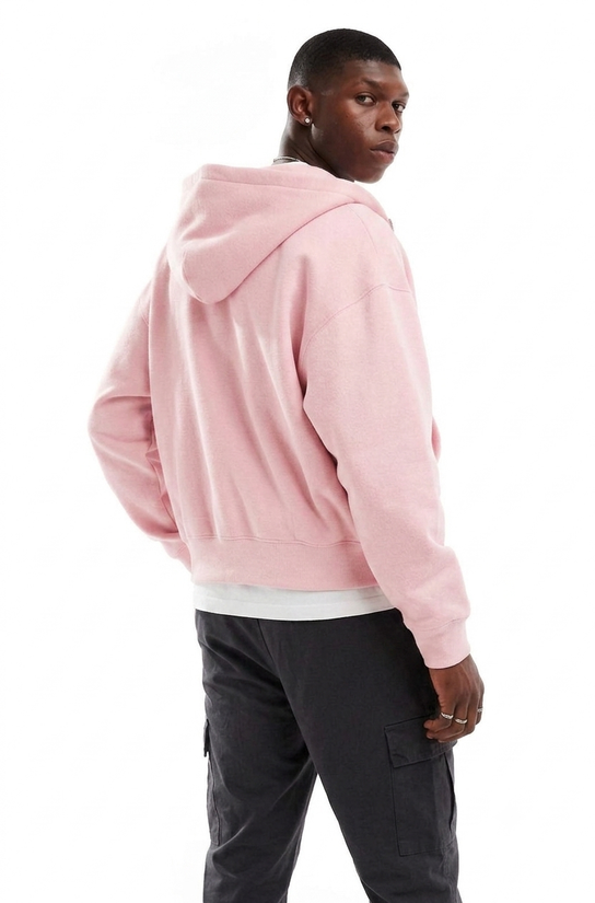 Pull rose à capuche