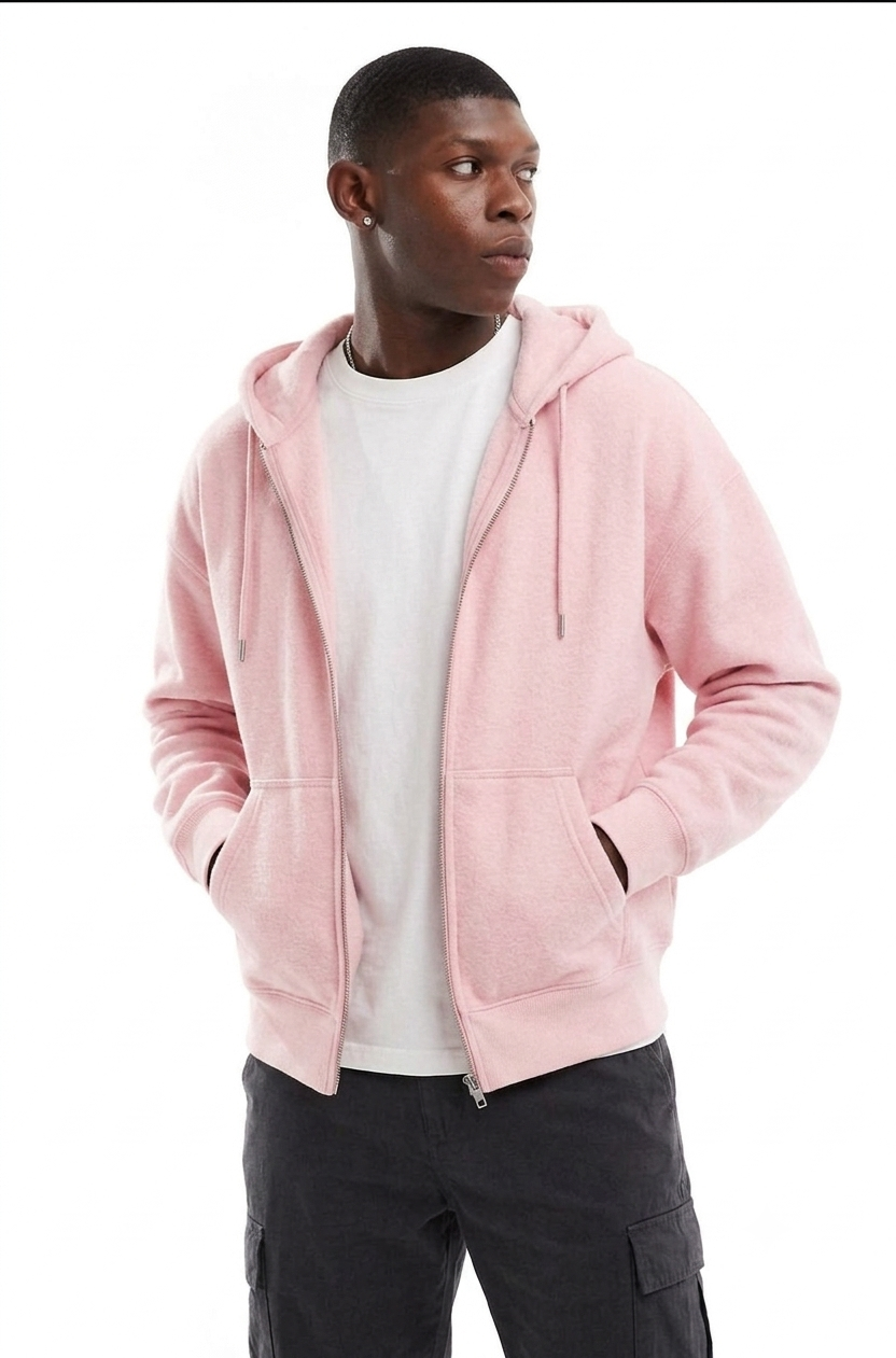 Pull rose à capuche