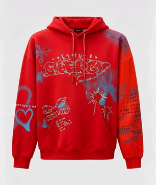 Pull rouge graffiti
