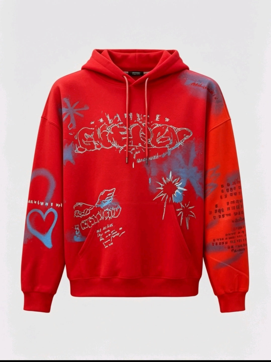 Pull rouge graffiti
