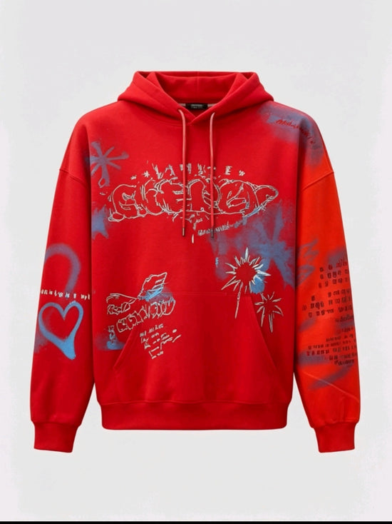 Pull rouge graffiti