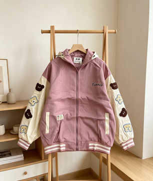- Veste Teddy Ourson à Capuche – Rose Poudré