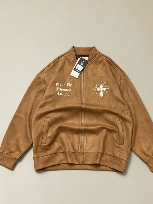 Blouson Daim Effet Vintage Croix