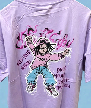 T-shirt Lilas Graphique Urbain