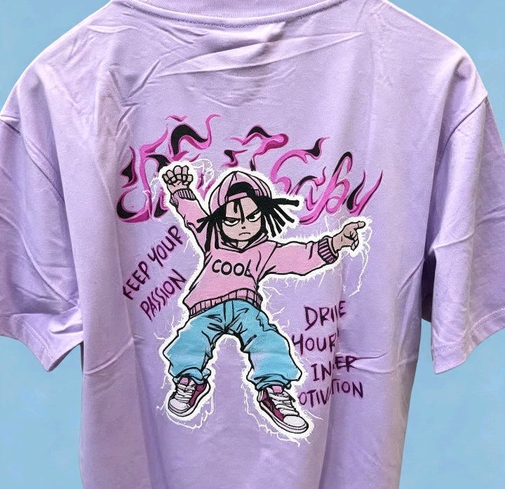 T-shirt Lilas Graphique Urbain