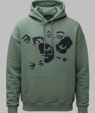 Pull vert avec dessin