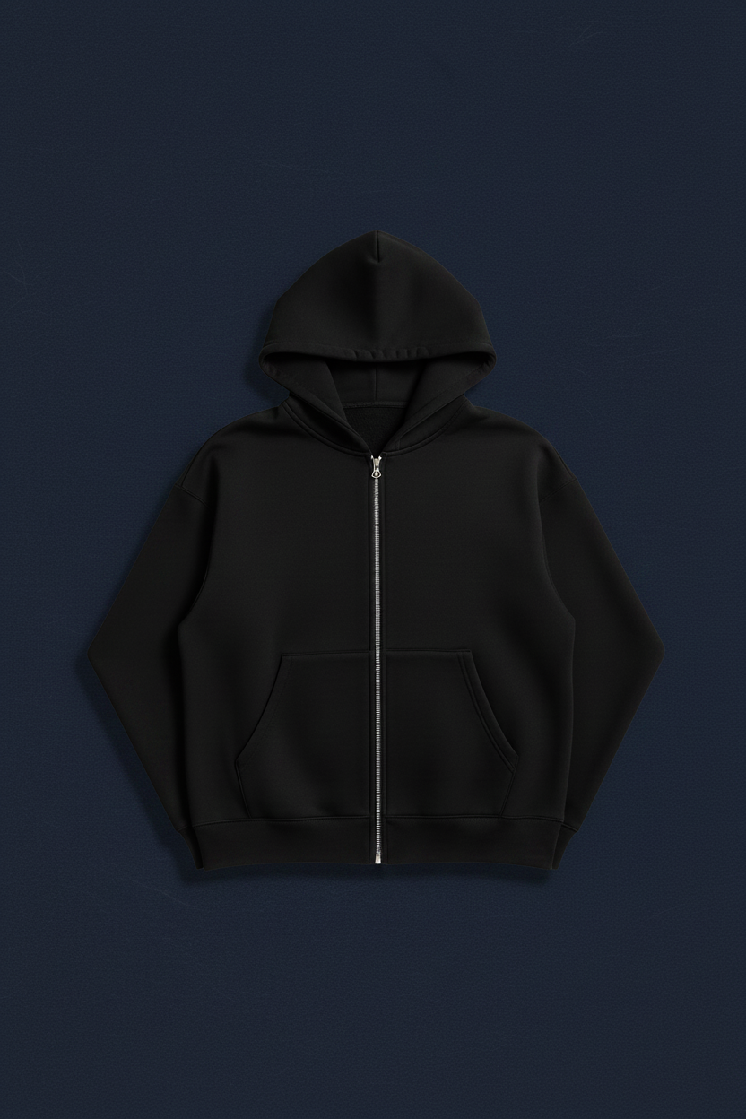 Pull noir à capuche